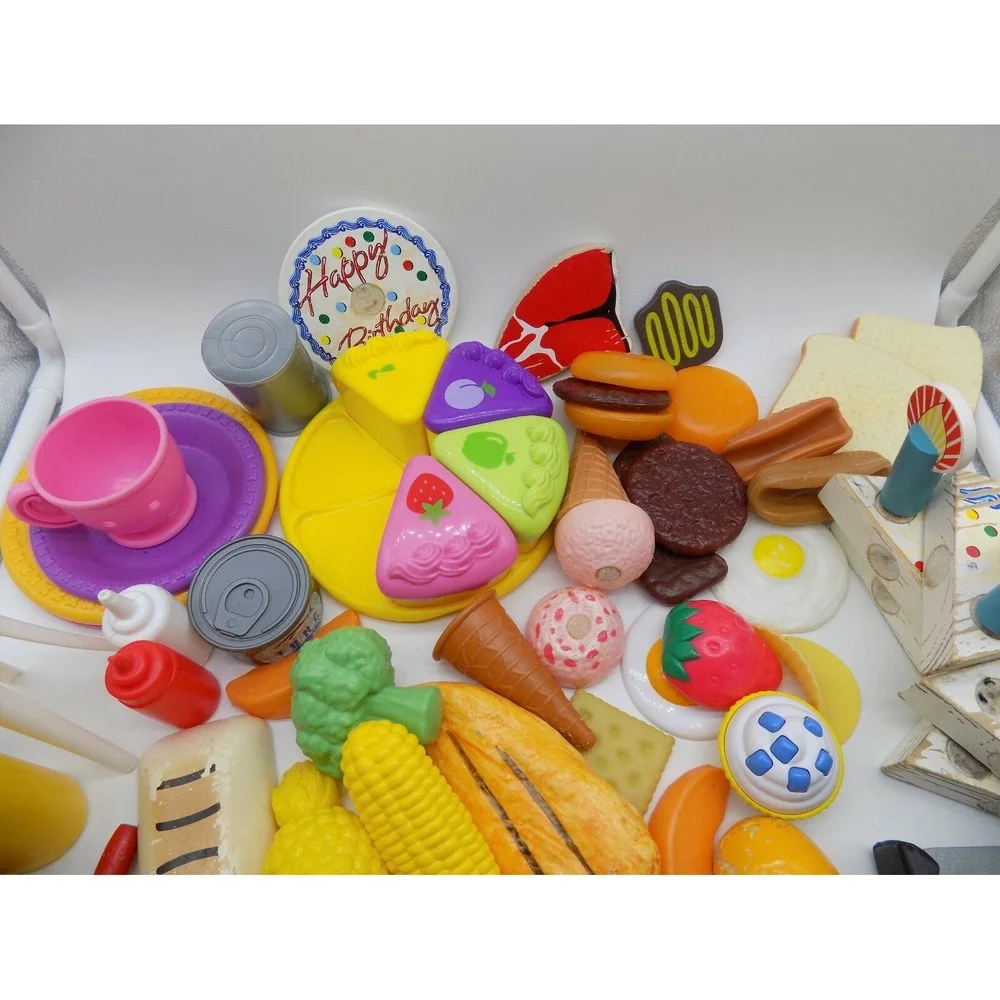 Mixed Play Food Lot Plastic Wooden Kitchen Accessories Pizza Cake Utensils